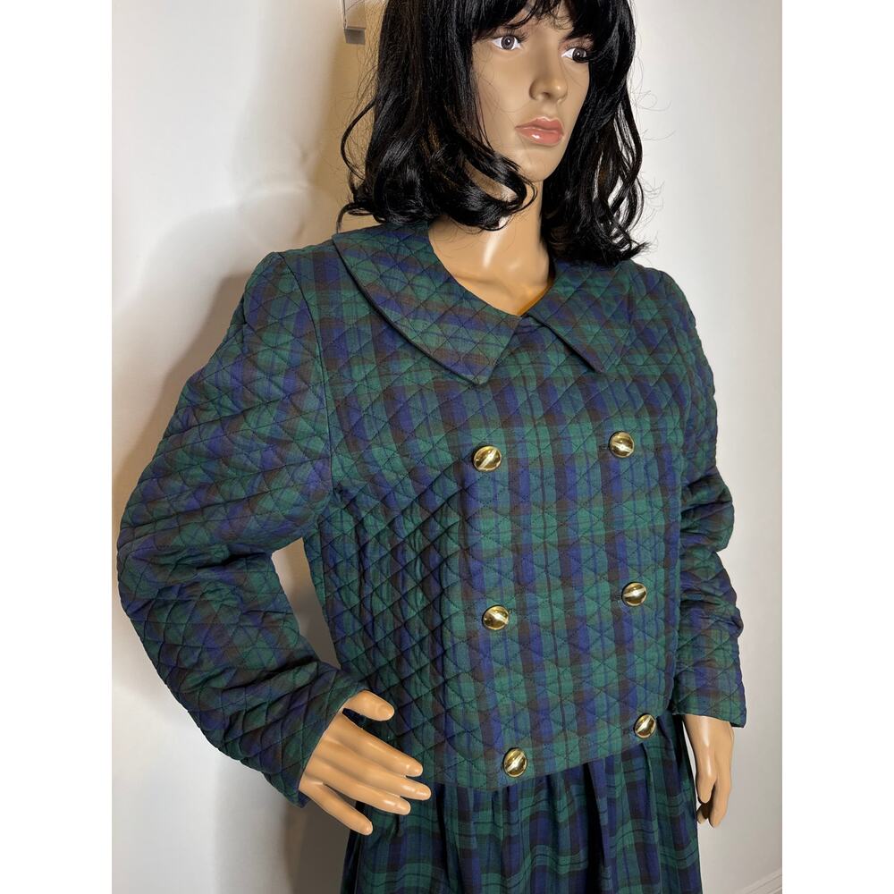 Vintage Cullinane Quilted Plaid Jacket & Skirt Set preppy Made in USA medium - Picture 5 of 14